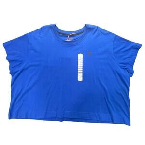 AKHG x Duluth Trading Co Crosshaul Elbow Sleeve Crop Tee, Sapphire, size 3X